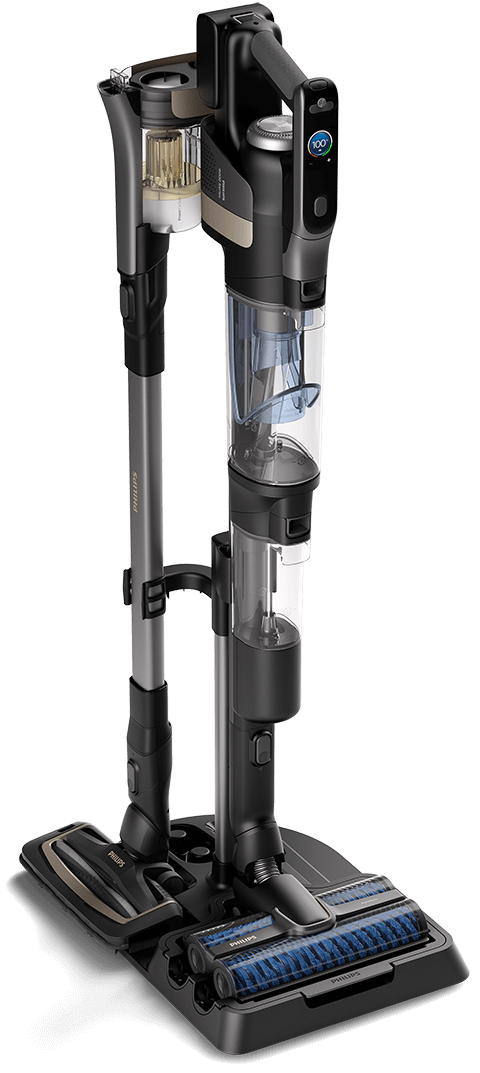 المكنسة الكهربائية اللاسلكية AquaTrio من Philips للتكنيس والمسح، السلسلة 9000، &rlm;XW9385